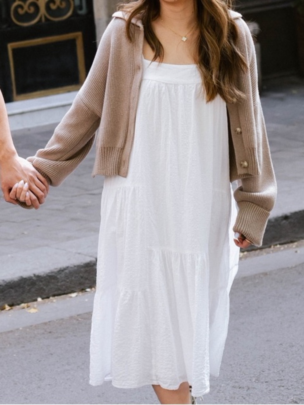 Abercrombie & Fitch Taupe Cropped Ribbed Button-Up Sweater